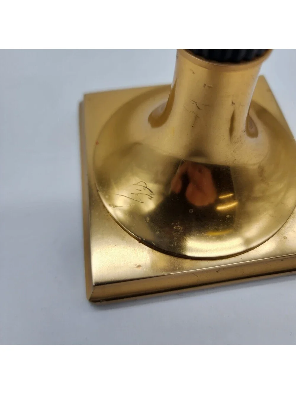 Vintage Oxford Gold Tone Candlestick Holder Black Accent I-104